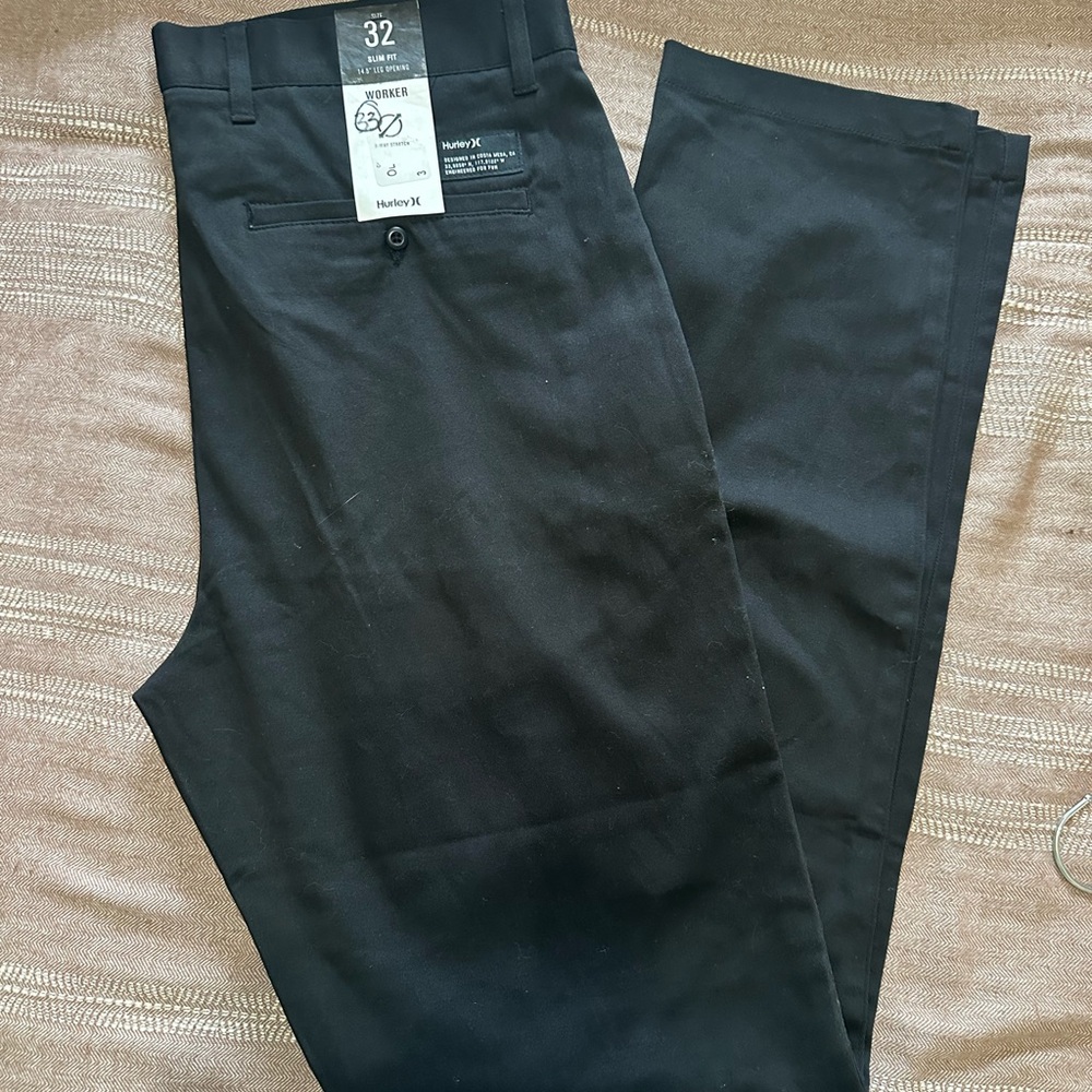 Hurley NWT Hurley Men’s Worker Pants, Size 32 Black Skateboard